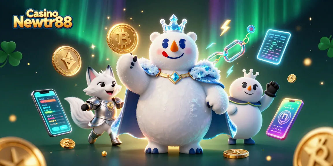 Engage in thrilling gameplay at Casino Newtr88 with vibrant crypto elements and charming characters.