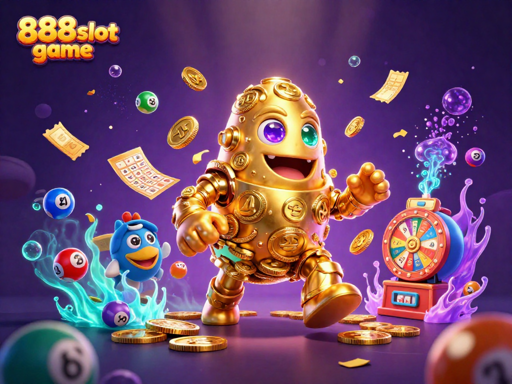 Experience the thrill of 888slot game with vibrant characters and dynamic casino elements.