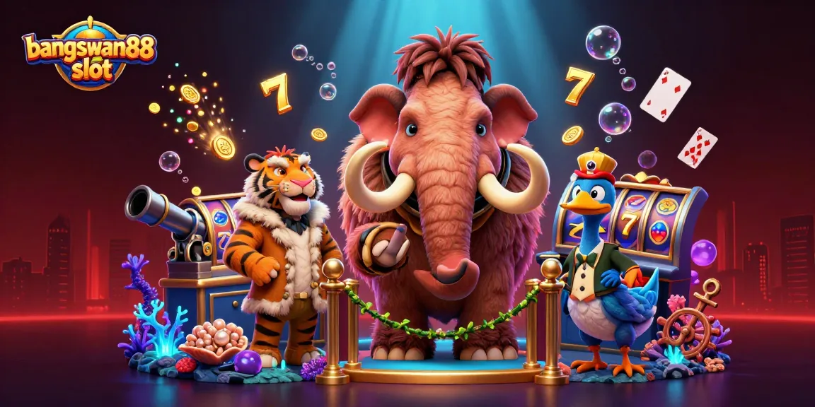 Engage with the bangsawan88 slot in a vibrant 3D casino scene featuring animated characters and rich details.