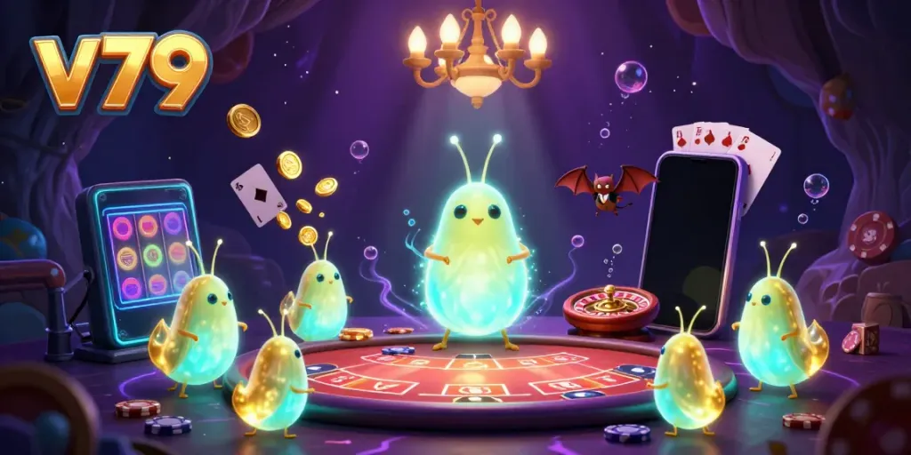 Experience the thrilling v79 casino with glowworms lighting up the action-packed scene of games and rewards.