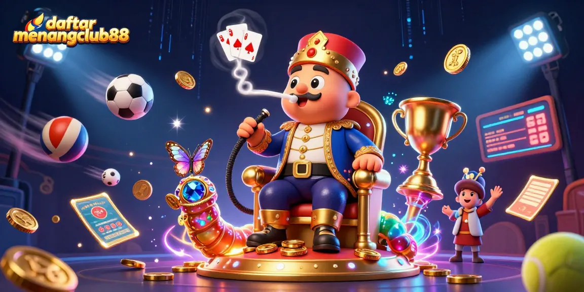 Experience winnings at daftar menangclub88 with a vibrant 3D illustration of gaming mastery.