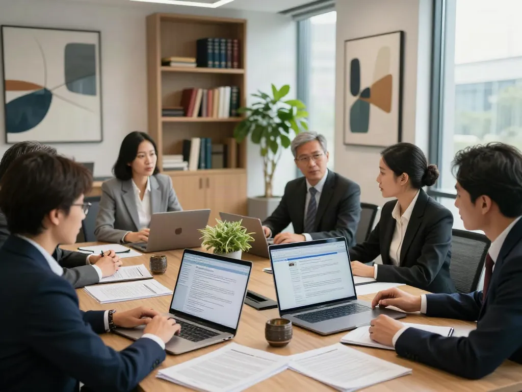 Lead Roedl attorneys collaborating in a modern law office environment, showcasing expert legal advisory.