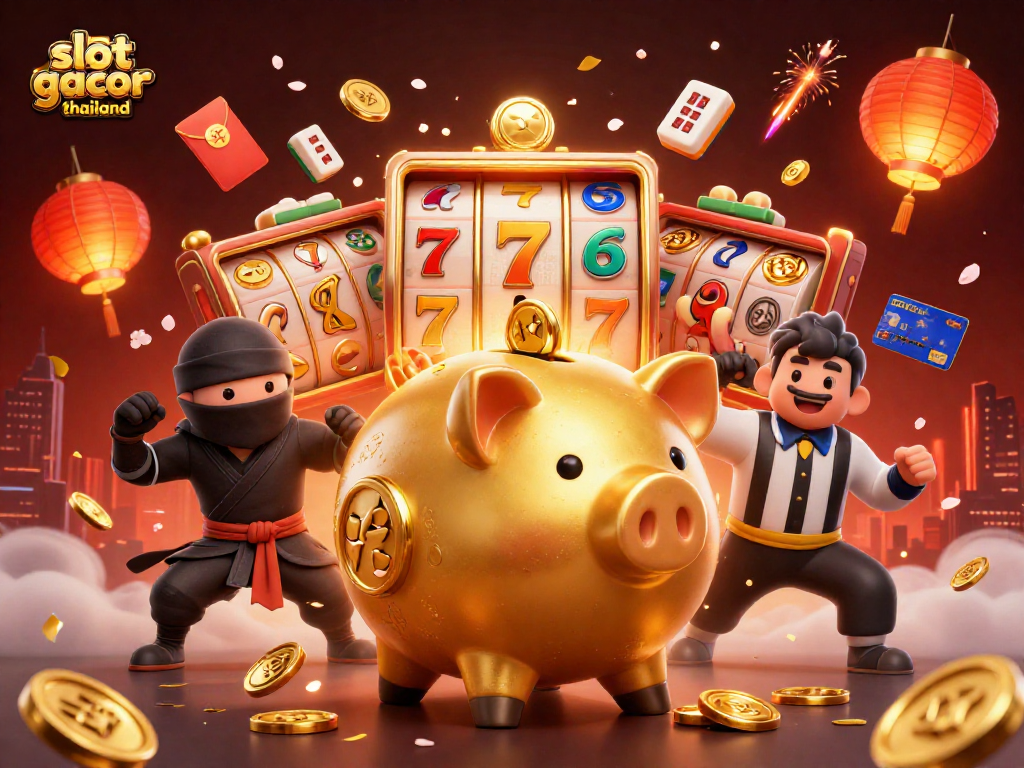 Experience thrilling wins with slot gacor thailand in this vibrant 3D casino illustration.