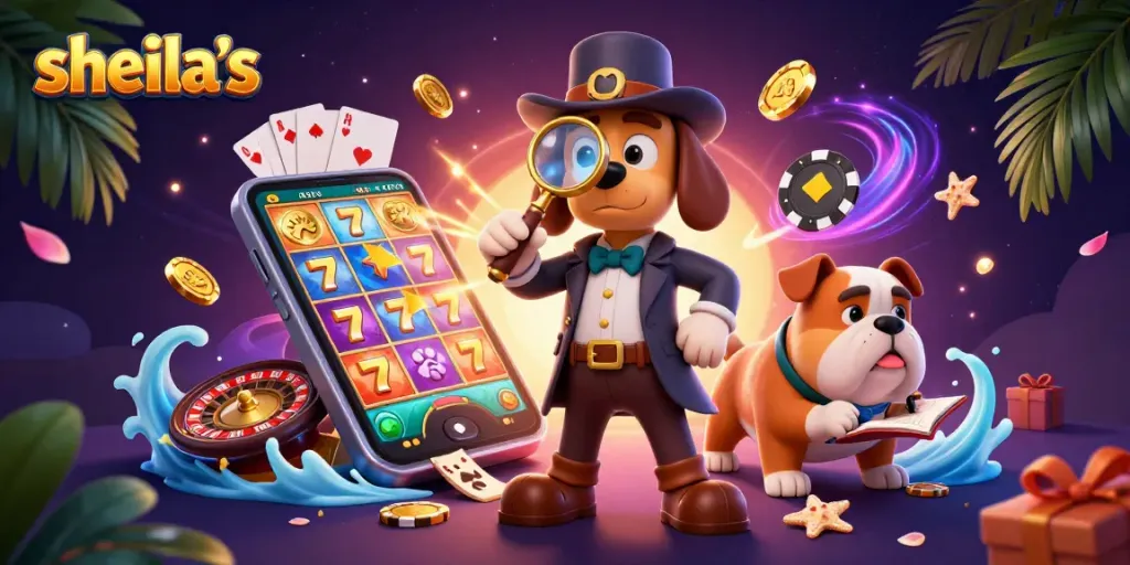 Play slots and win big with sheila's unique casino games showcased in this vibrant scene.