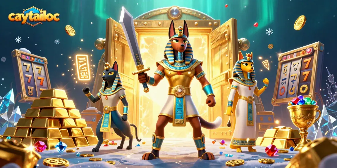 Spin to win big with caytailoc in an immersive slot game scene featuring vibrant characters and gold treasures.