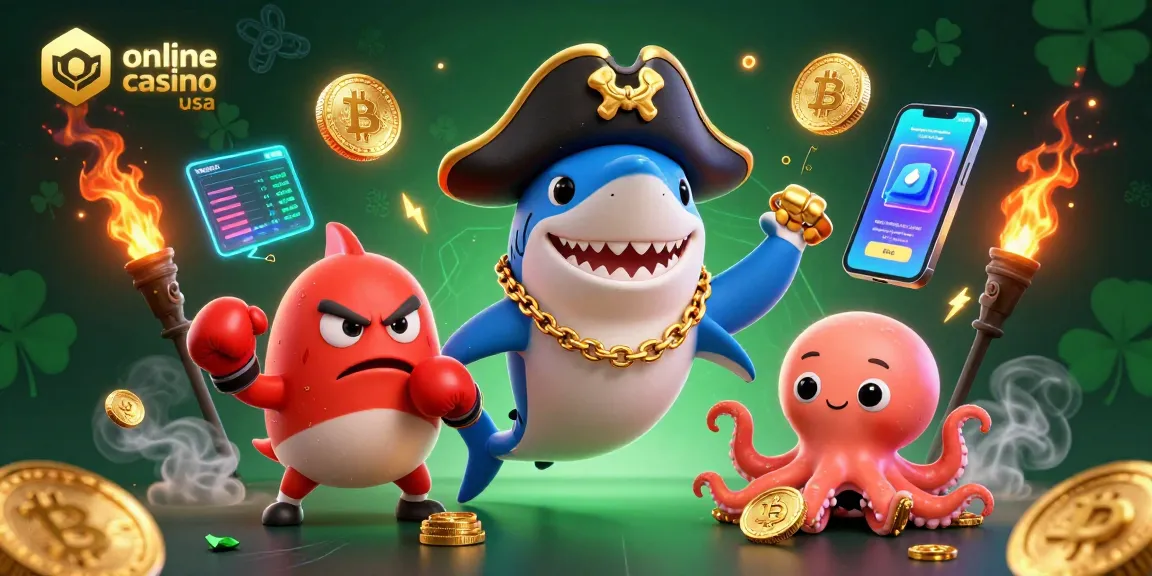 Engage with real money games at online casino usa, featuring pirate shark, pufferfish, and octopus in action.