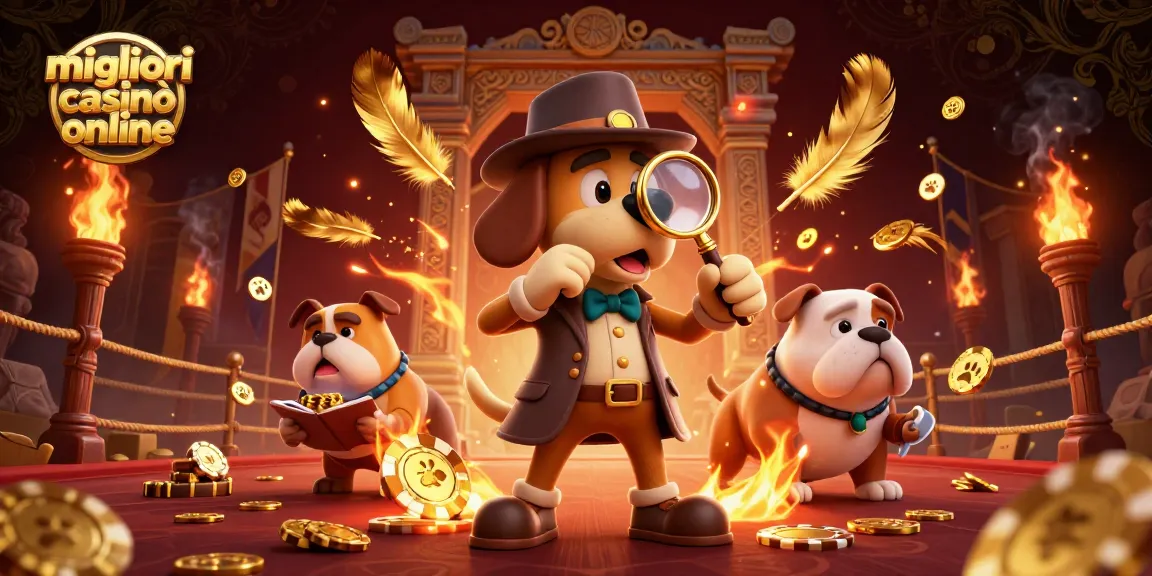 Scopri i migliori casinò online mentre il detective e il bulldog scavano indizi tra simboli d'azzardo.