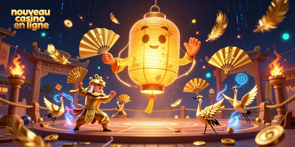 Découvrez un nouveau casino en ligne avec un esprit lumineux et des guerriers en papier offrant des jetons d'or.