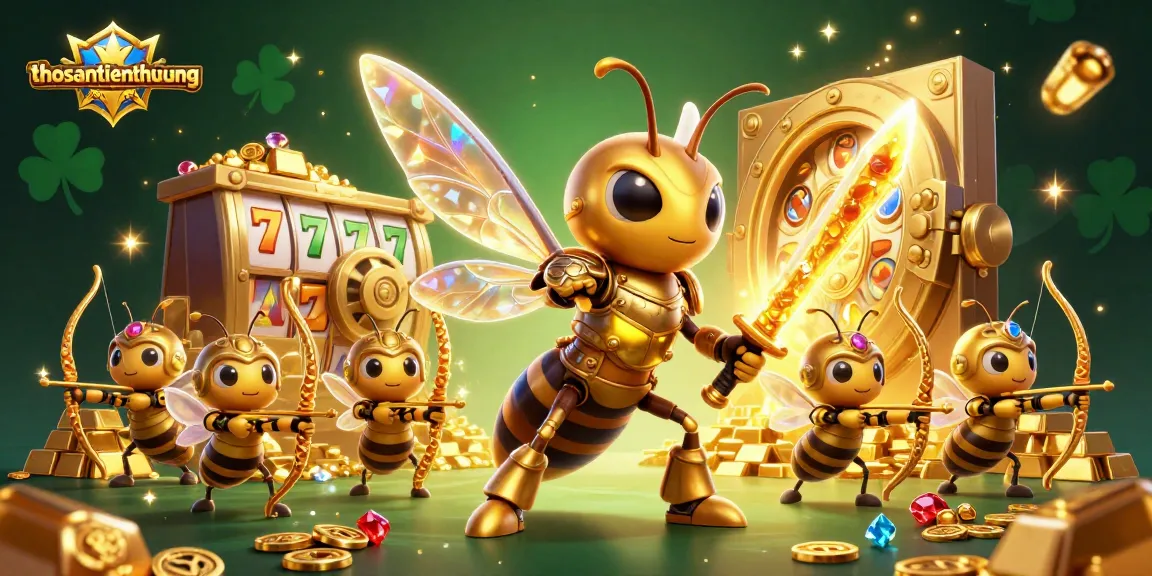 Experience the thrill of thosantienthuong with golden treasures and dynamic characters in a rich casino scene.