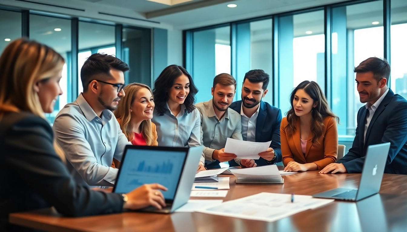 FCPA/DCAA audit team collaborating in a modern office environment, emphasizing teamwork and professional accountability.