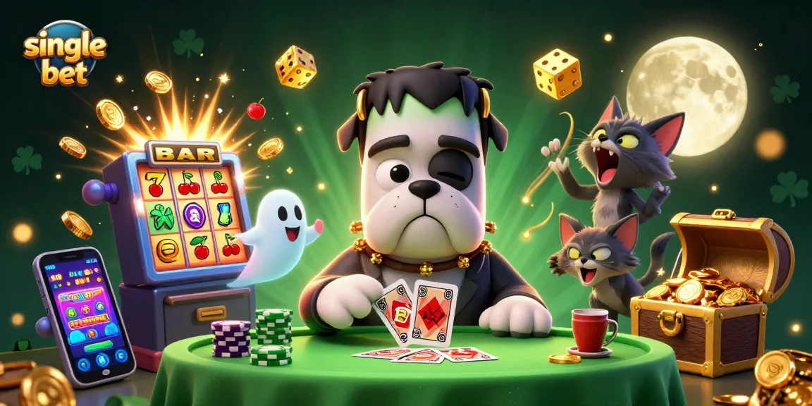 Engage with single bet action at an exciting casino scene featuring dynamic 3D characters and gambling elements.