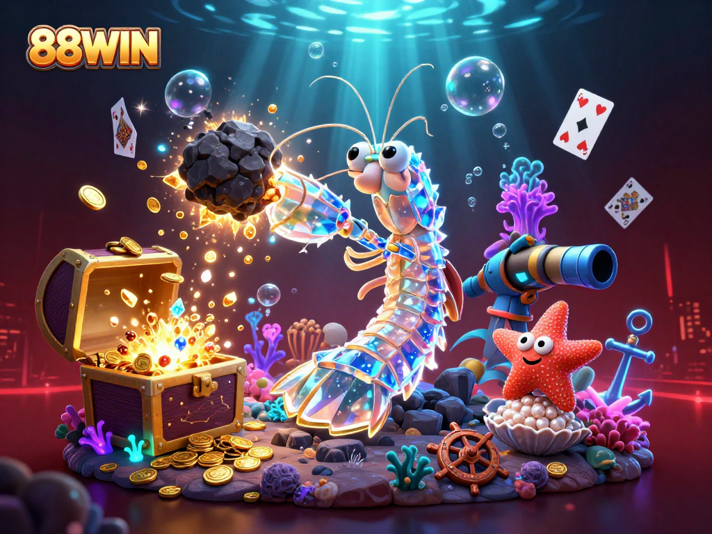 Experience thrilling wins at 88WIN while the galactic samurai mantis shrimp battles for treasure and glory.