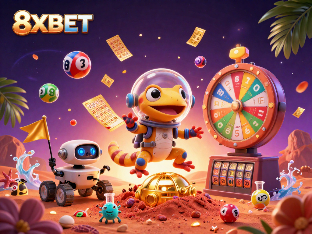 Engage in fun gaming with 8XBET as a Martian gecko discovers a golden casino.