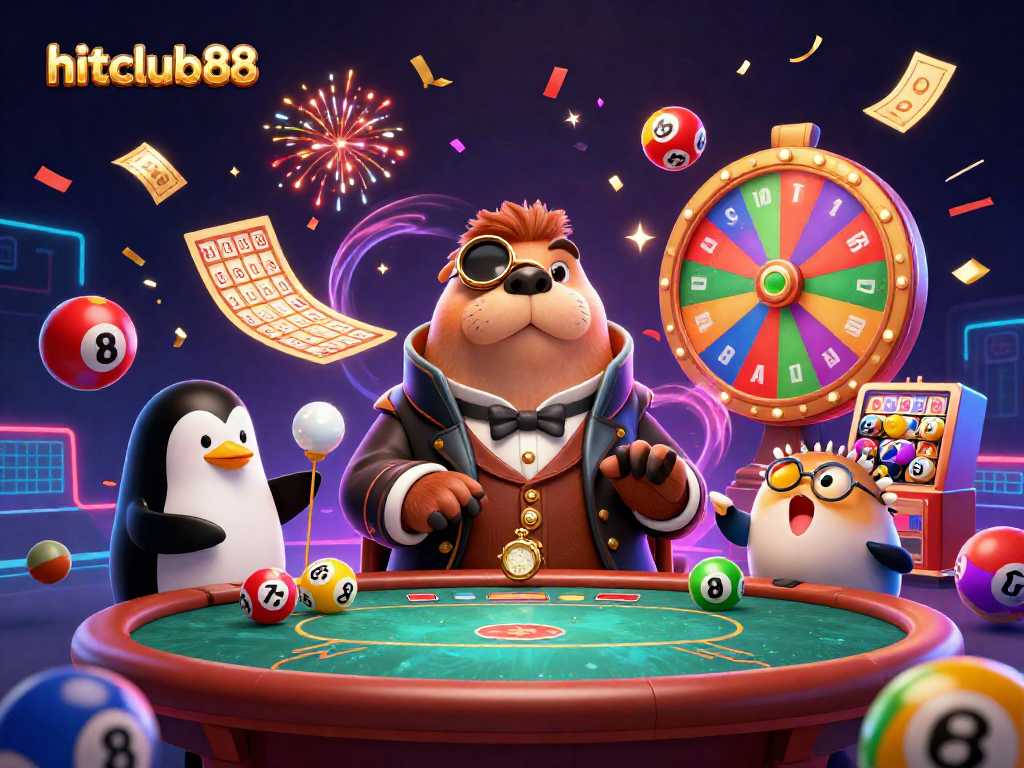 Engage in thrilling games at hitclub88 with a vibrant underwater casino scene featuring fun characters.