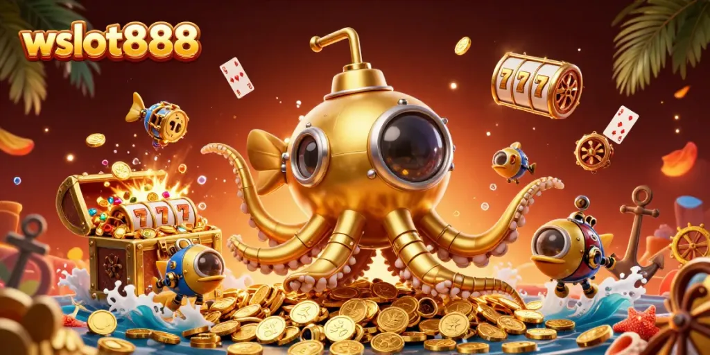 Mendapatkan jackpot dengan wslot888 dalam ilustrasi 3D kasino yang menggembirakan.