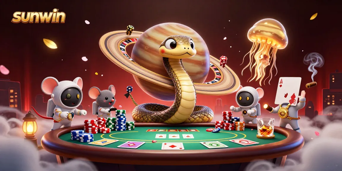 Experience the excitement of sunwin with cosmic gaming elements and vibrant 3D characters.