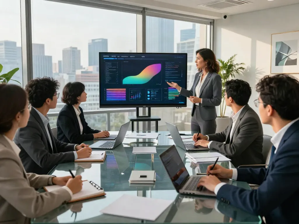 Team collaboration in a restructuring advisory firm meeting, showcasing strategic financial discussions.