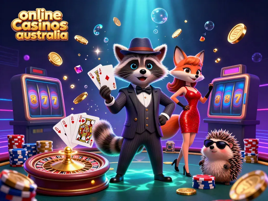 Engage with online casinos Australia through thrilling games featuring raccoon, fox, and hedgehog characters.